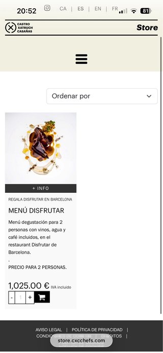 Menú Degustación Disfrutar para 2