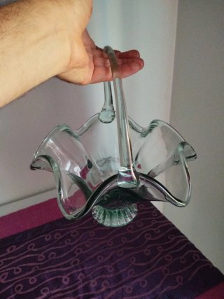 Frutero de cristal con asa