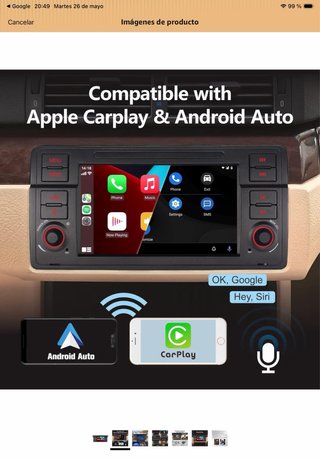 Pantalla Carplay BMW E46 con Cámara Trasera