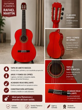 Guitarra Flamenca Rafael Martín Roja