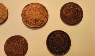 Lote 5 monedas antiguas cobre
