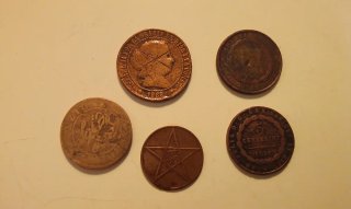 Lote 5 monedas antiguas cobre