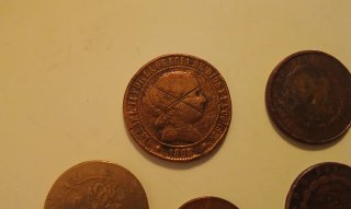 Lote 5 monedas antiguas cobre
