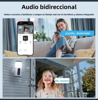 Cámara Seguridad Foco Solar Wifi 128GB