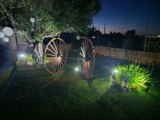 Ruedas de carro antiguas para jardín