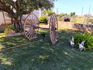 Ruedas de carro antiguas para jardín