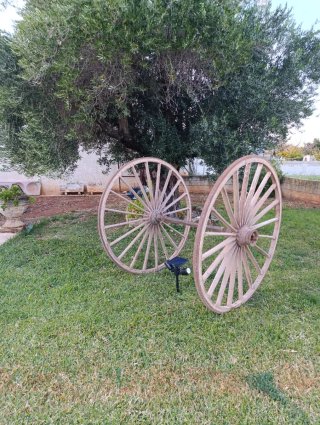 Ruedas de carro antiguas para jardín