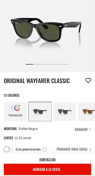 Gafas de sol Ray-Ban Wayfarer Clásicas