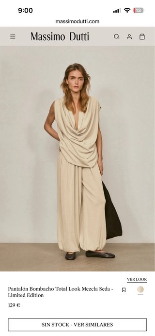 Pantalón bombacho Massimo Dutti beige
