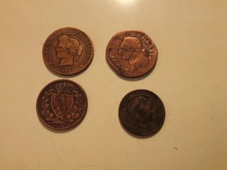 Lote 4 Monedas Antiguas Cobre