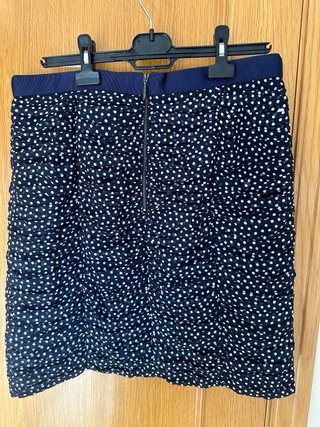Falda Yera Talla 46 Lunares Azul Blanco