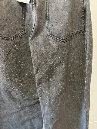 Calças de ganga cinzentas com brilhos momfit