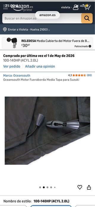 Funda protectora motor fueraborda Suzuki