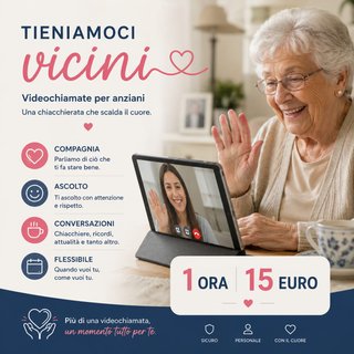 Compagnia in videochiamata ad anziani,persone sole