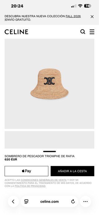 Sombrero Rafia Triomphe Celine Beige/Negro
