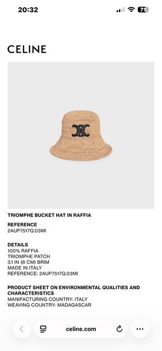 Sombrero Rafia Triomphe Celine Beige/Negro