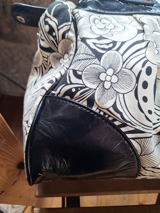Bolso vintage mujer flores negro y beige