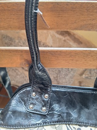 Bolso vintage mujer flores negro y beige