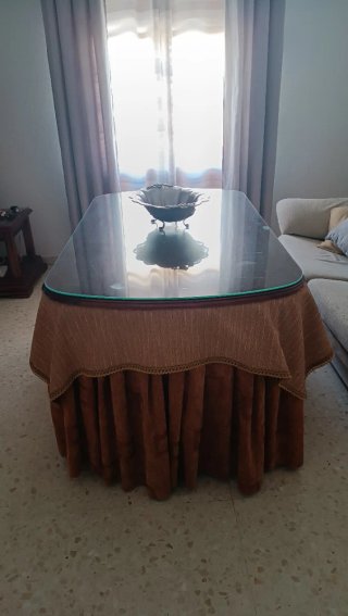 Mesa comedor madera y cristal extensible
