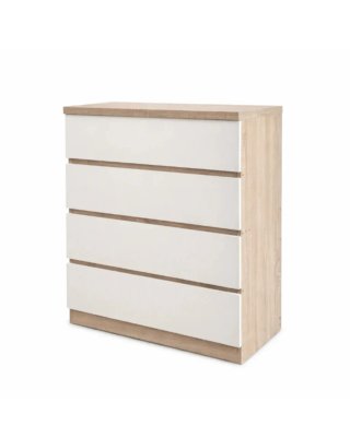 Cómoda 4 cajones madera y blanco