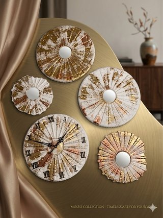 Lote 4 Specchi Decorativi + Orologio