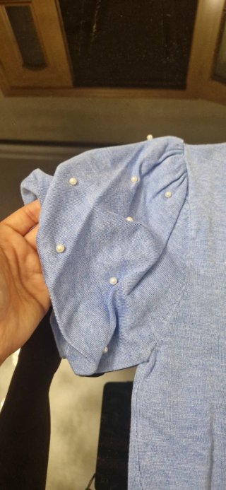 Jersey Zara manga abullonada perlas Talla S