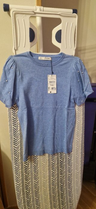 Jersey Zara manga abullonada perlas Talla S