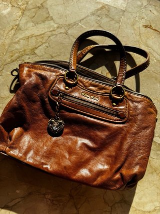 Bolso Miu Miu Piel Vintage Cognac