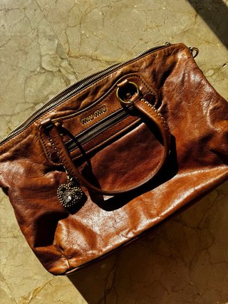Bolso Miu Miu Piel Vintage Cognac