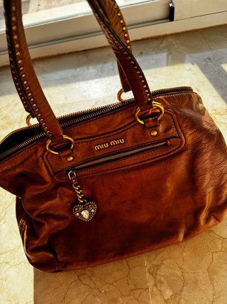Bolso Miu Miu Piel Vintage Cognac