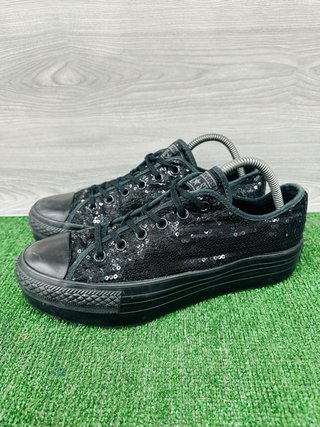 Converse donna paillettes nere platform