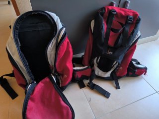 2 Mochilas Quechua 35L Rojo/Negro
