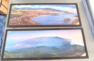 2 Cuadros Beatles y 5 de paisajes de invierno.