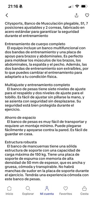 Banco de musculación Citysports