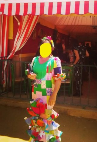 Traje de flamenca patchwork multicolor