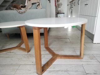Pareja Mesitas Auxiliares Madera Blanca