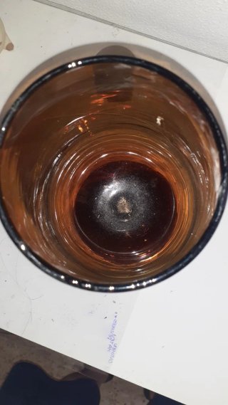 Calice artigianale in vetro ambra