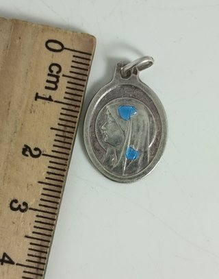 Medalla Plata Antigua Virgen Lourdes