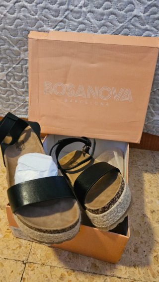Sandalias BOSANOVA Piel Vegana Negra Talla 36