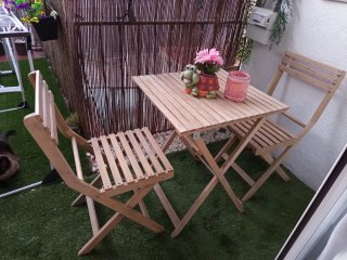 Mesa y 2 Sillas Madera Exterior