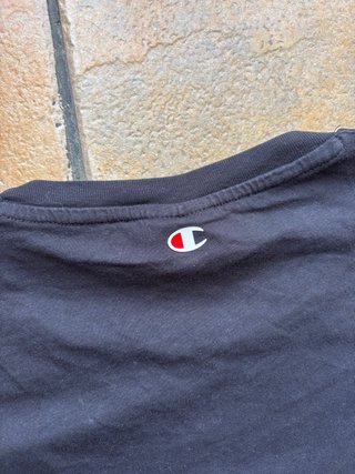 Camiseta Champion Negra Logo Tape Talla M