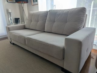 Sofá 3 plazas beige tela