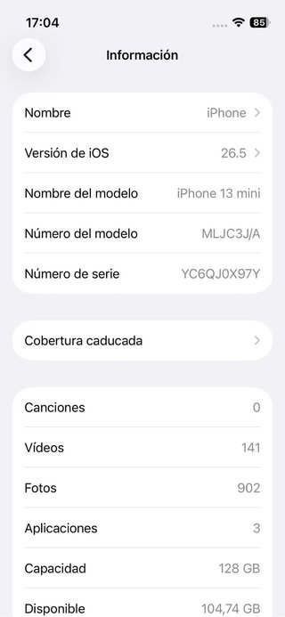 iPhone 13 mini Media Noche.