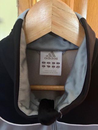 Adidas Track Jacket Grey Black 3 Stripes Vintage Y