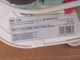 Bicicleta infantil Peppa Pig 3 años