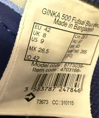 Kipsta Ginka 500 Futsal Talla 42 Azul