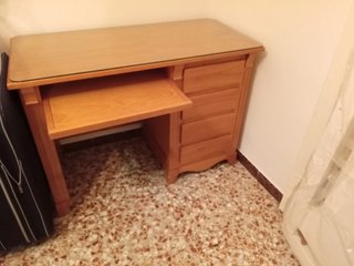 Mesa de estudio madera y cristal miel