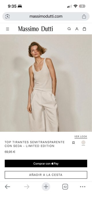 Top tirantes Massimo Dutti blanco talla S