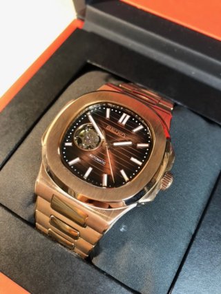 Seiko Mod - Nautilus "Open Heart" (Oro Rosa)
