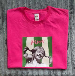 Pippi Langstrump Camiseta Fuchsia Retro Vintage